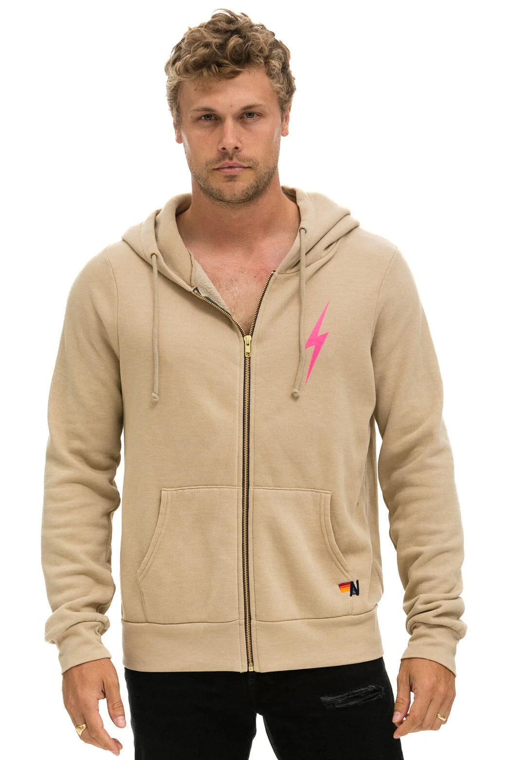 BOLT 2 ZIP HOODIE SAND/NEON PINK