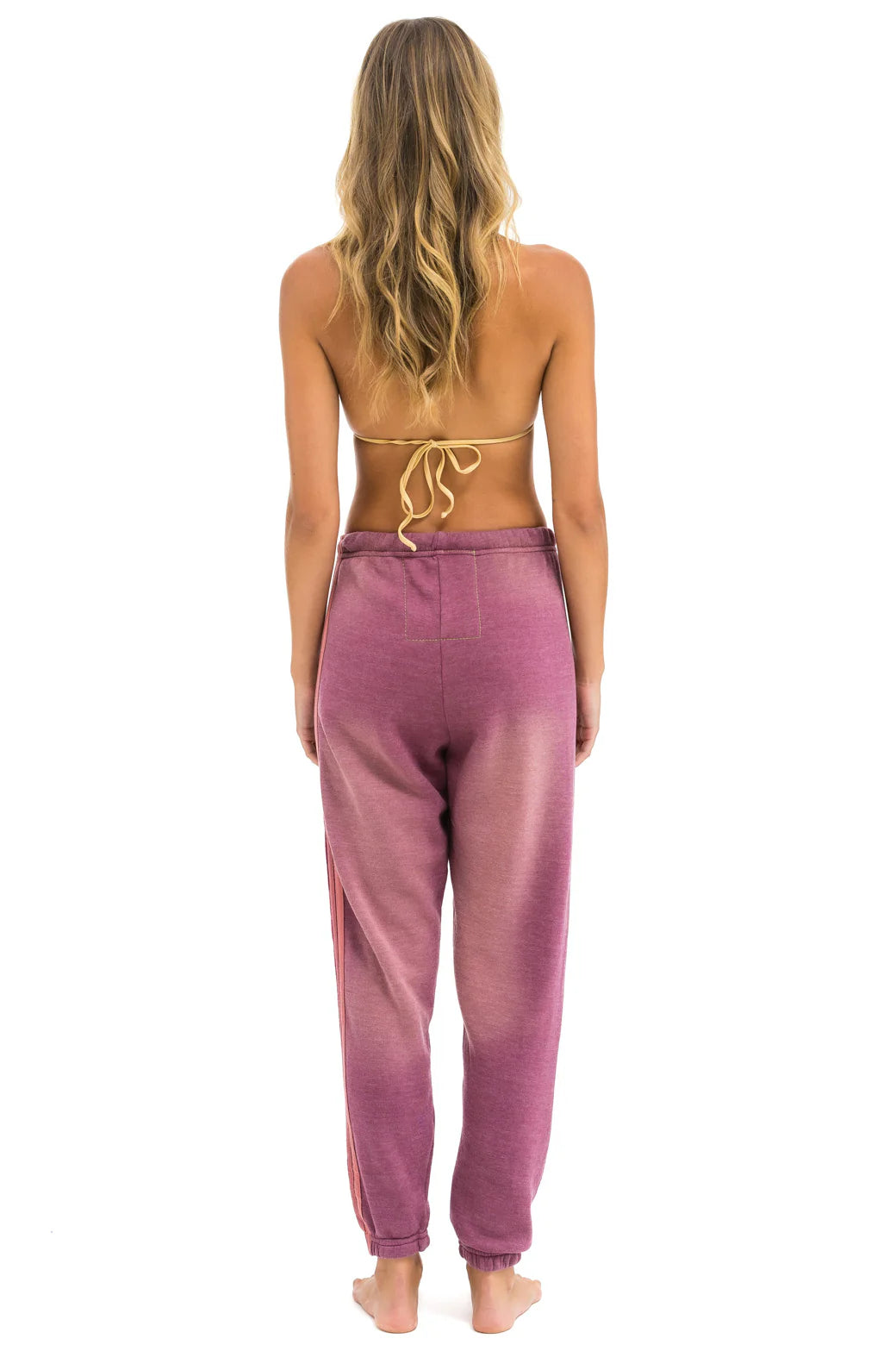 5 STRIPE WOMENS SWEATPANTS FADED BERRY