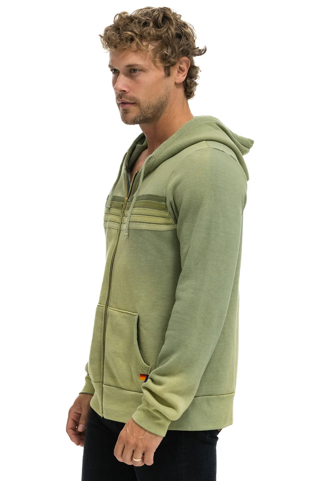 5 STRIPE - ZIP HOODIE FADED ARMY