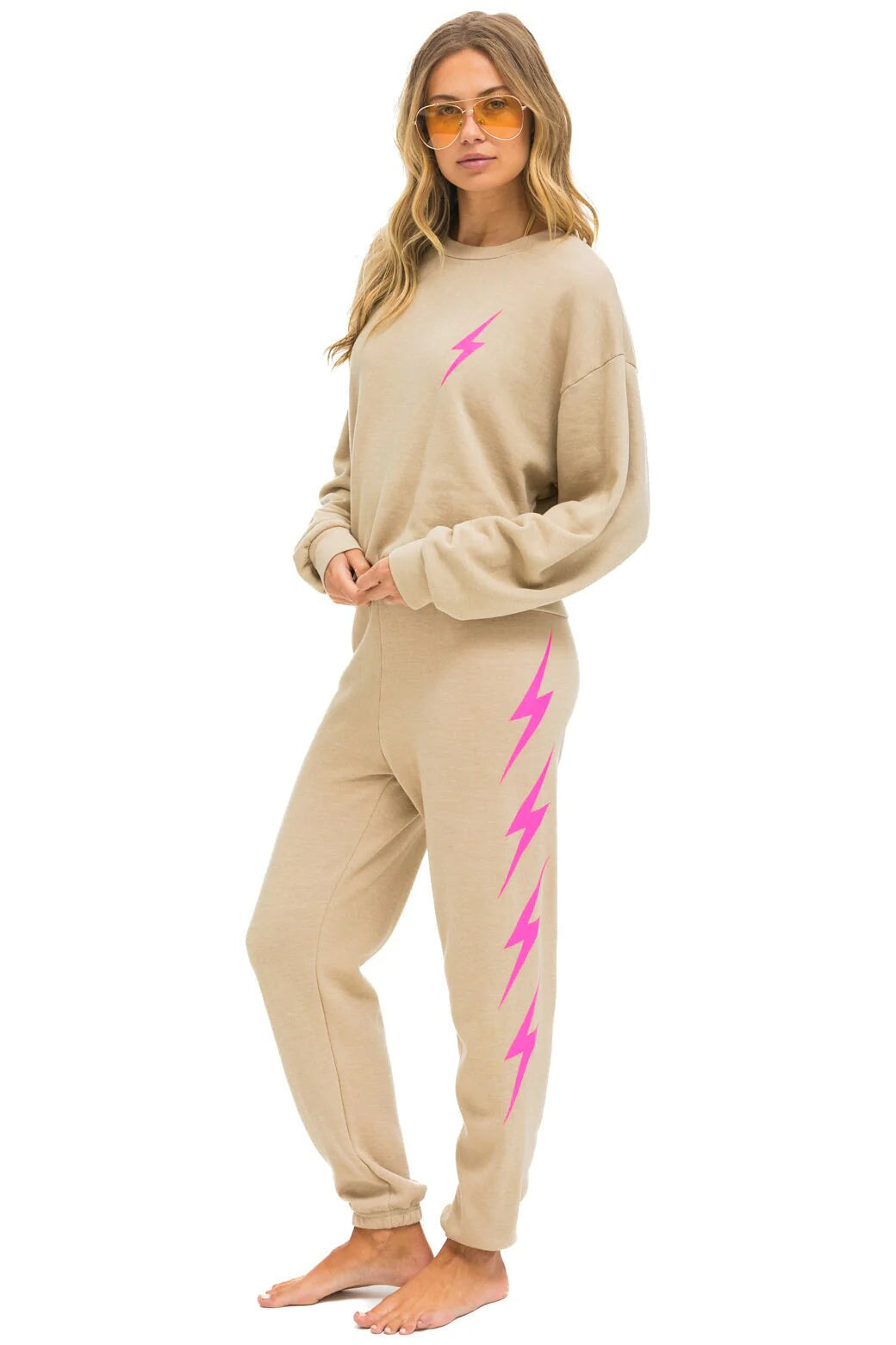 BOLT 4 - WOMENS SWEATPANT SAND/NEON PINK