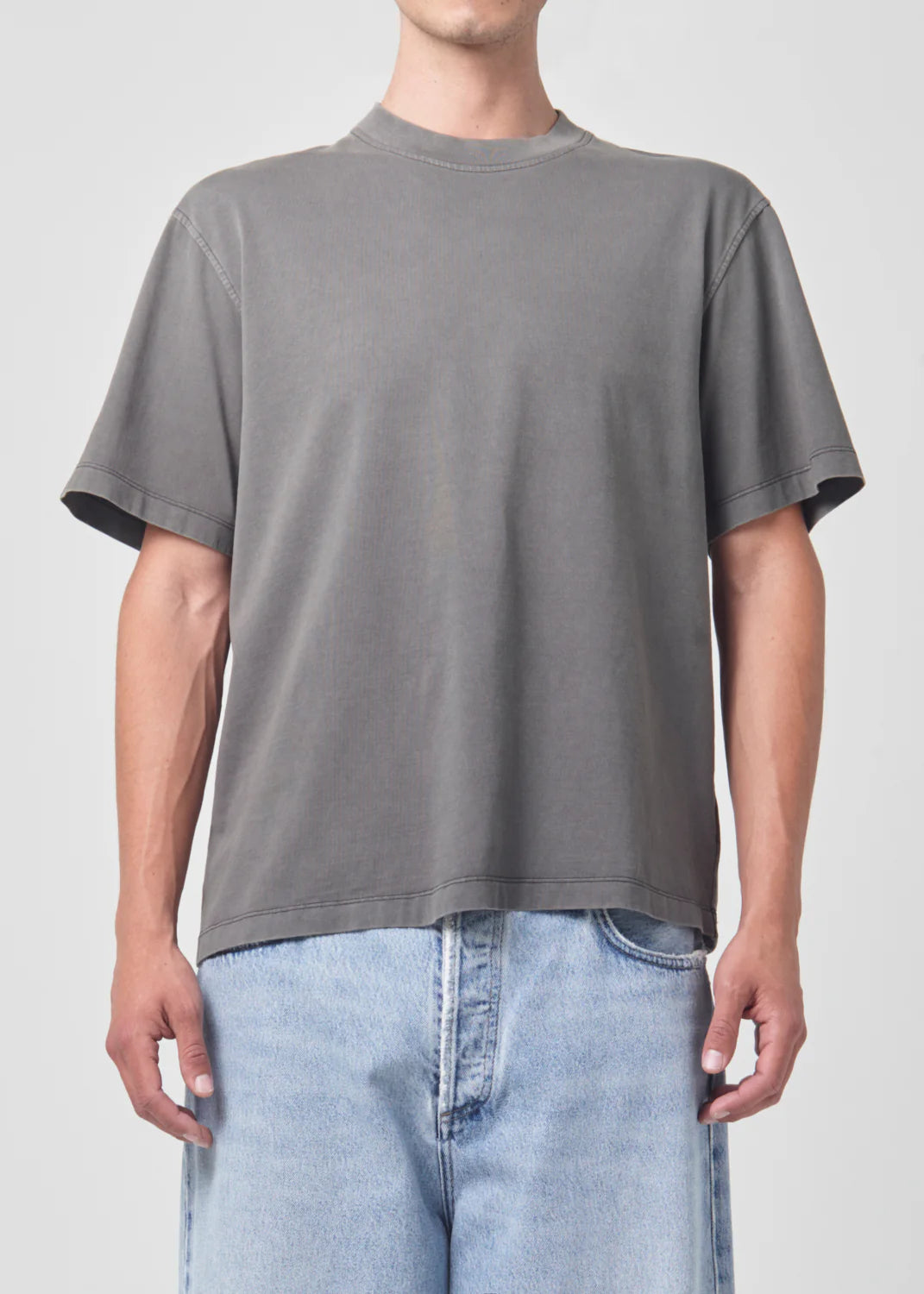 ASHA MOCK NECK TEE FLIT WASH GREY