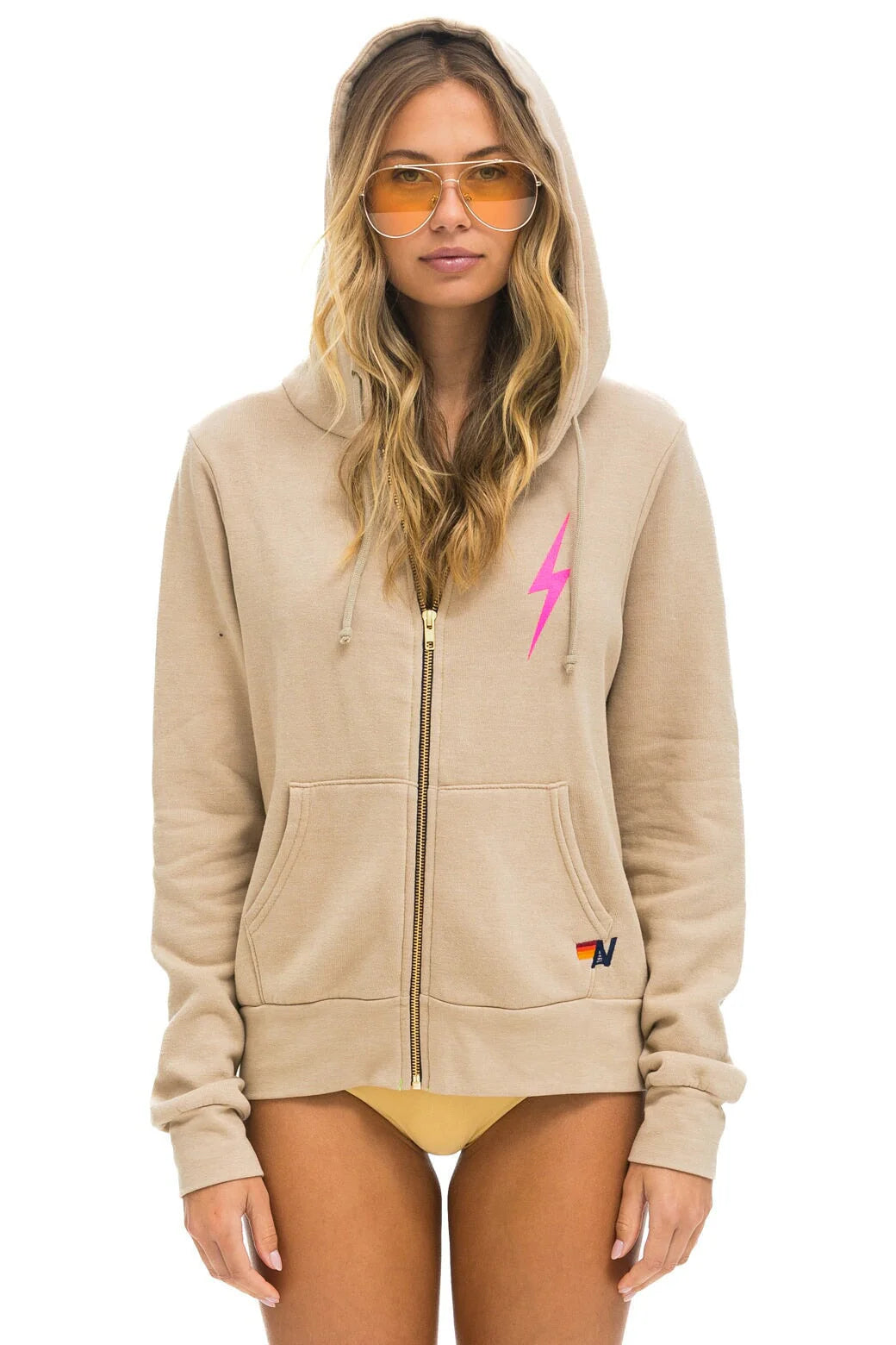 BOLT 2 ZIP HOODIE SAND/NEON PINK