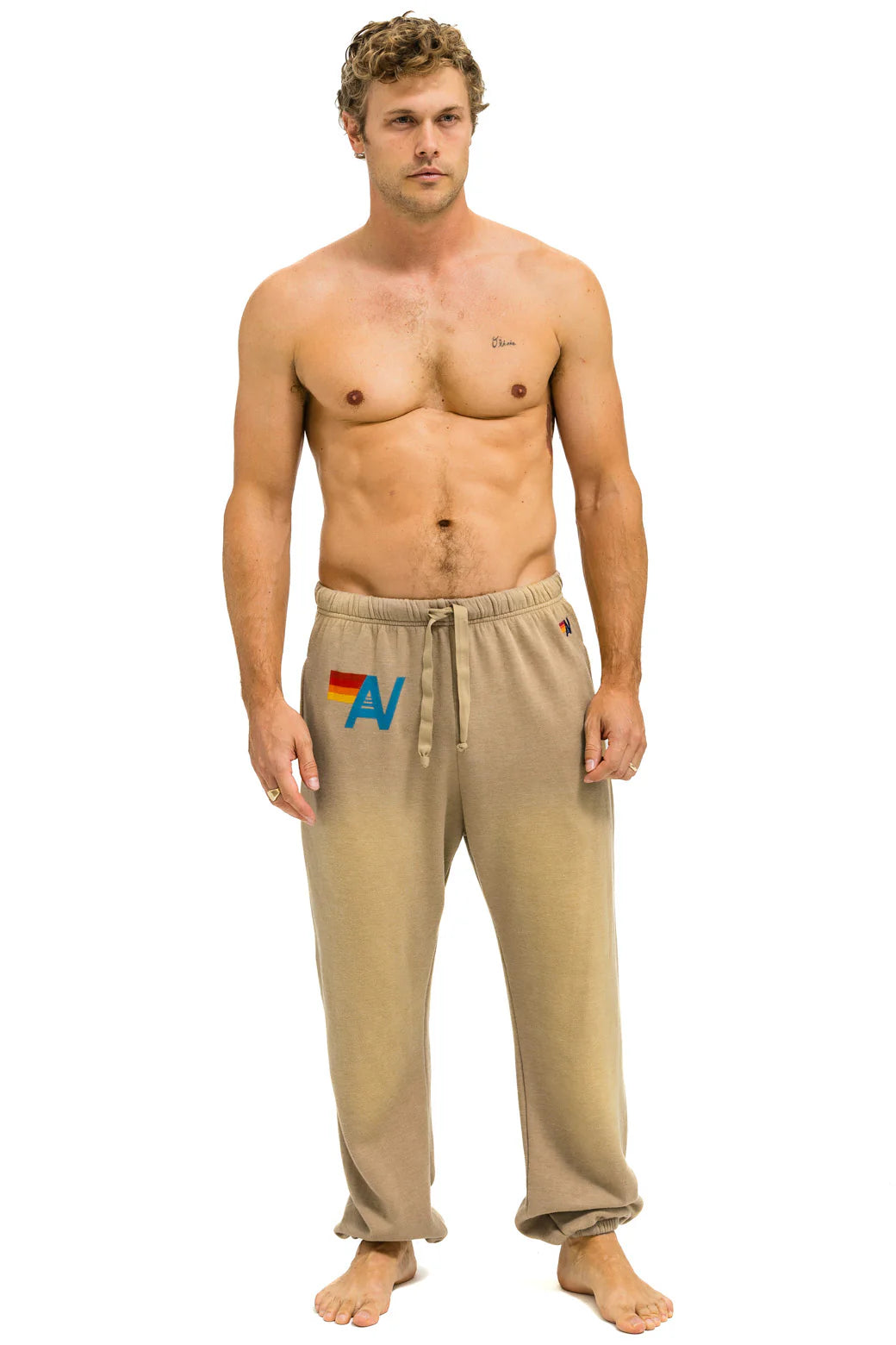 Vintage logo men sweatpants FADED TAN