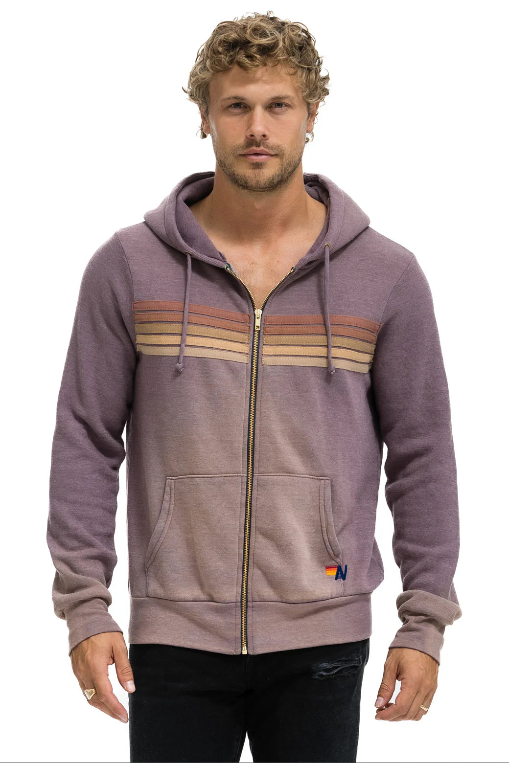 5 STRIPE - ZIP HOODIE FADED MOCCHA