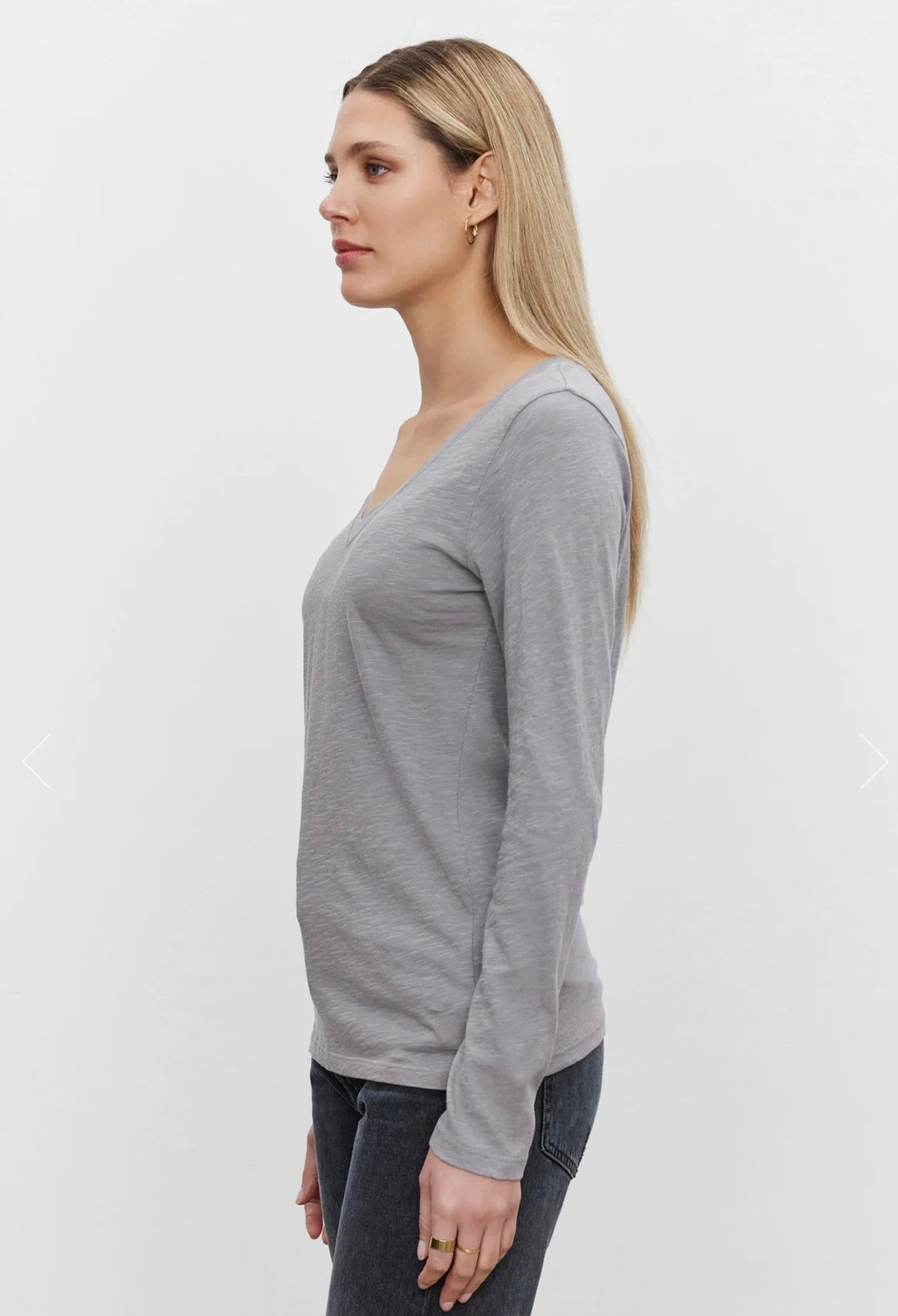 BLAIRE LS V-NECK TOP ASH