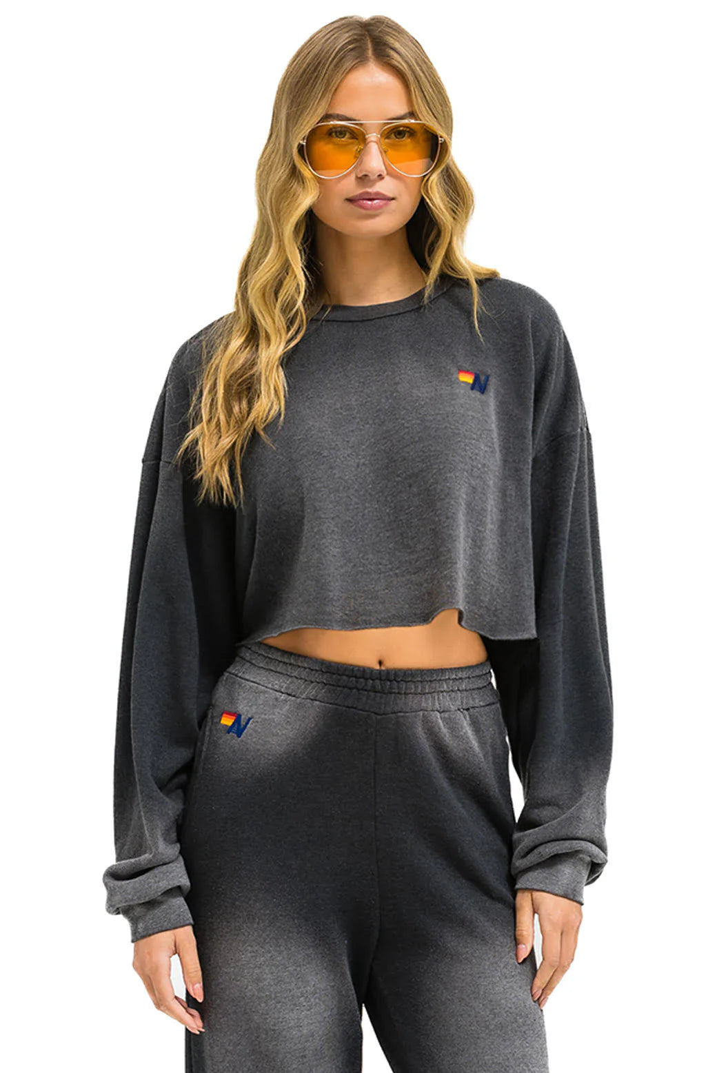 Essential cropped crew sweatshirt FADED SMOKE