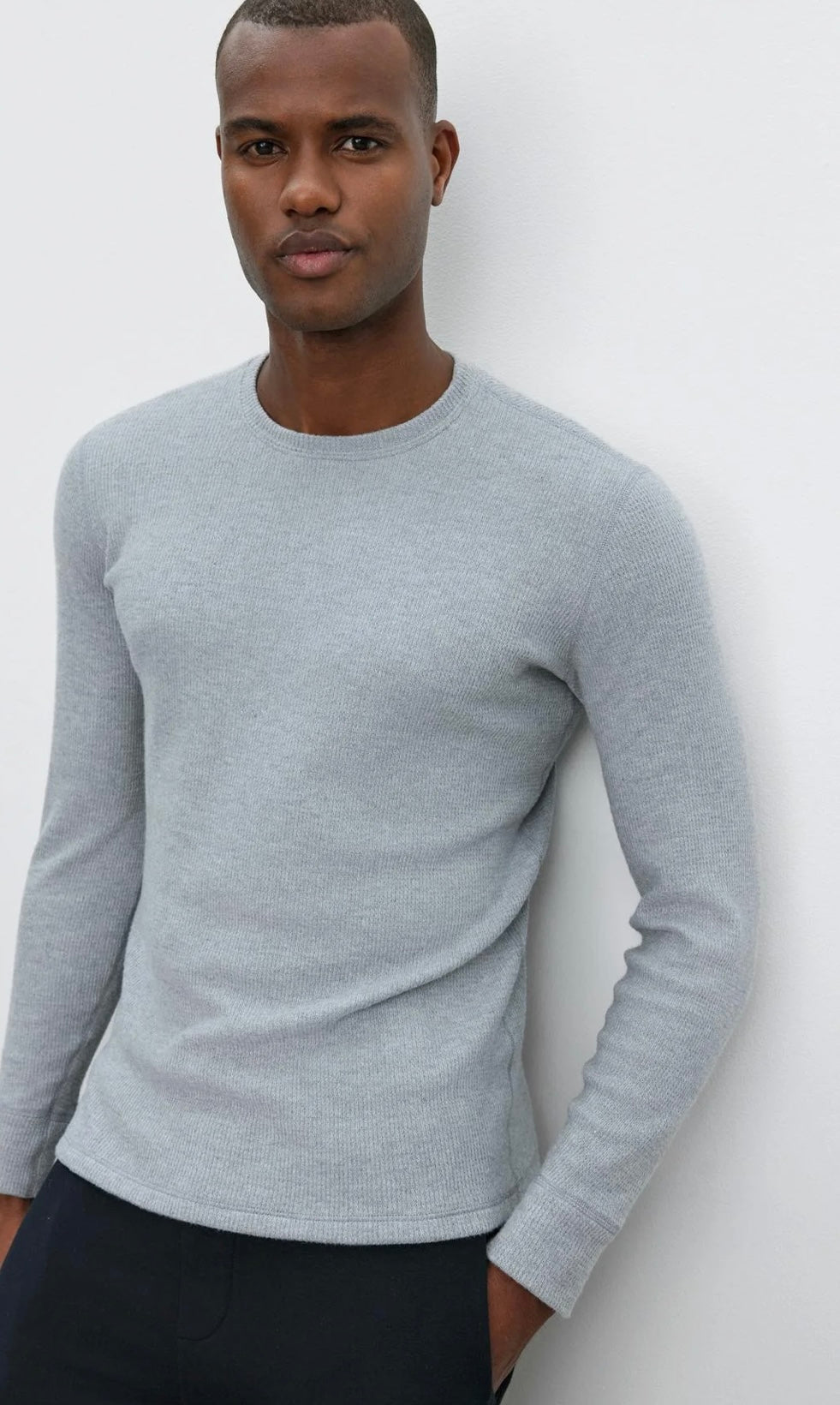 TOBIAS LS CREW NECK TOP HEATHER GREY