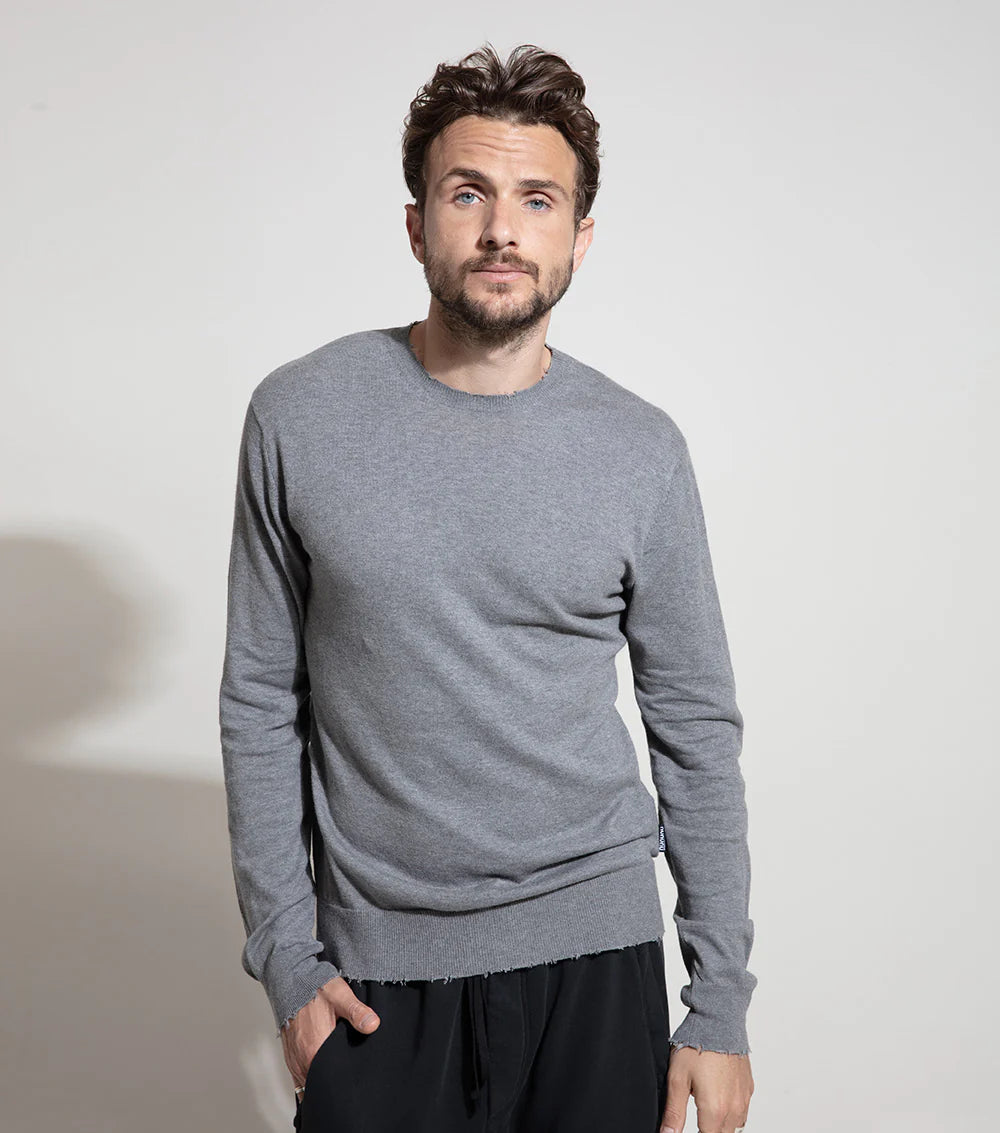 men's raw knit ls tee HEATHER GREY