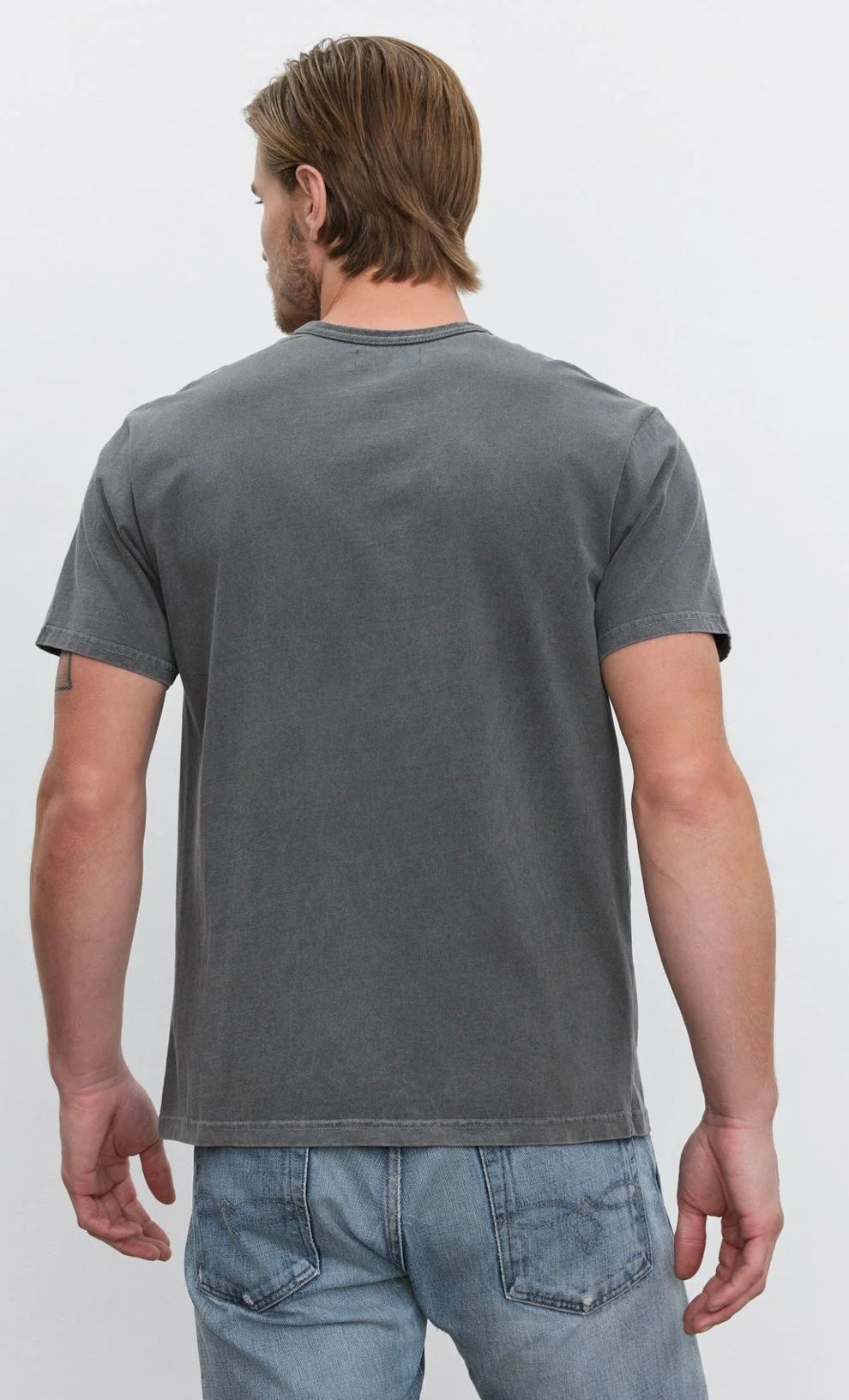 STITCH S/S CREW NECK TOP CHARCOAL