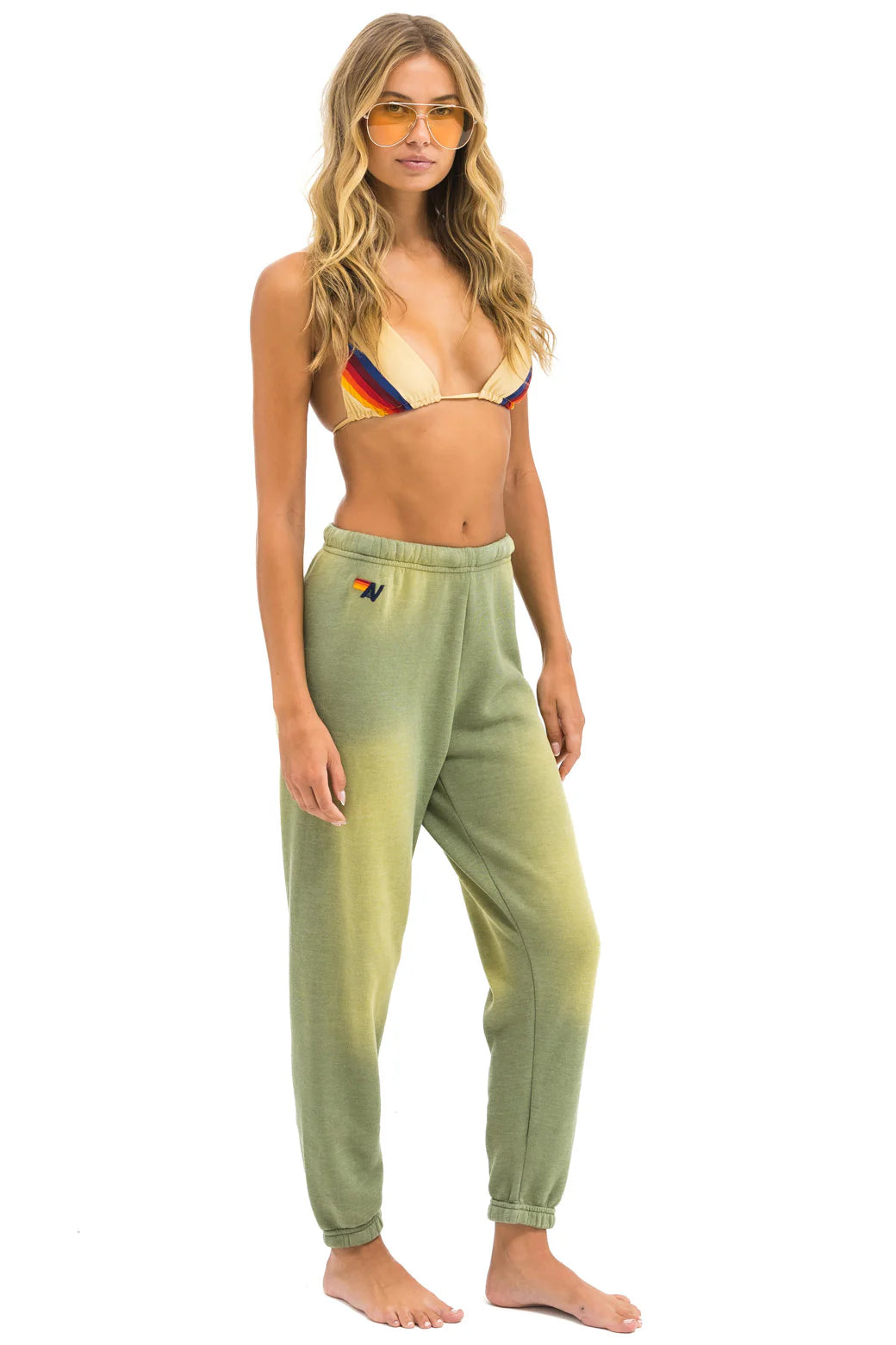 5 STRIPE WOMENS SWEATPANTS FADED ARMY