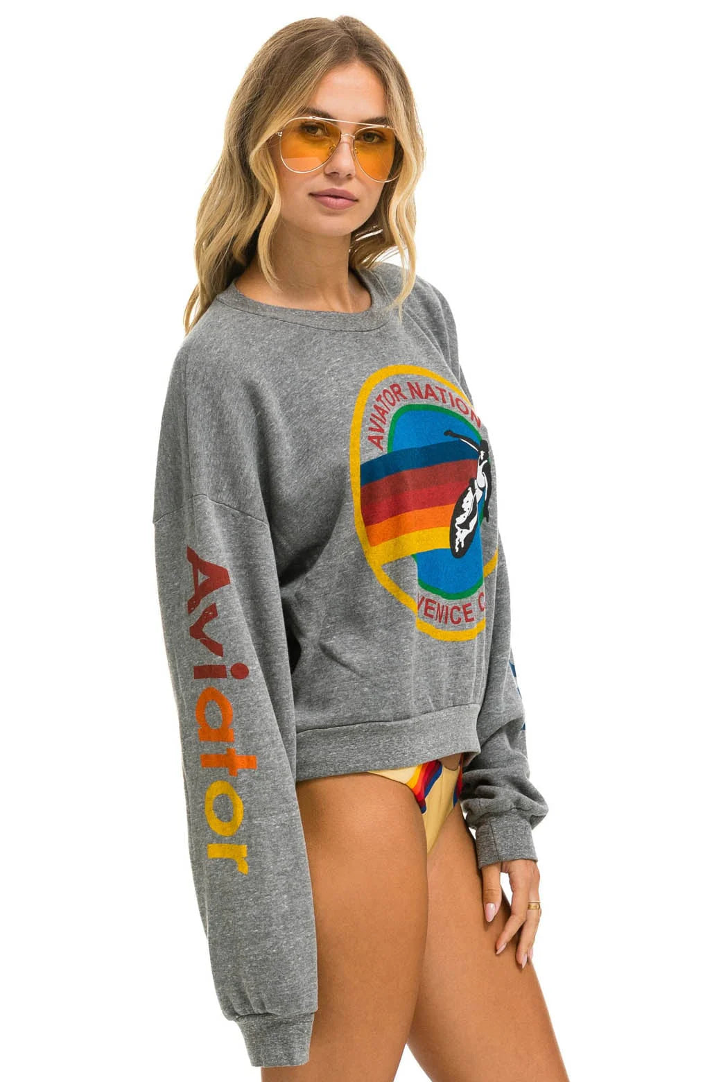 AVIATOR NATION CREW SWEATSHIRT RELA HEATHER GREY