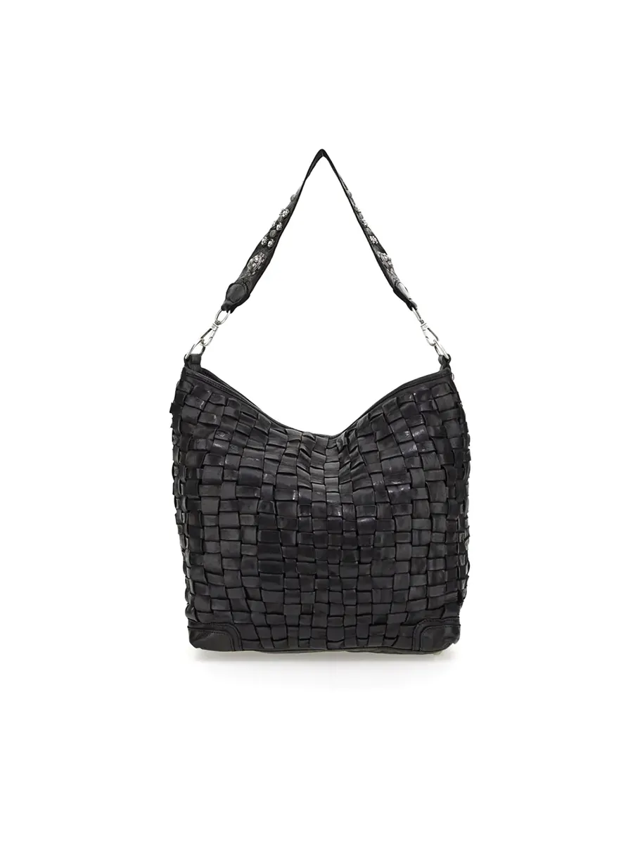 Shoulder bag + studs shoulder strap BLACK