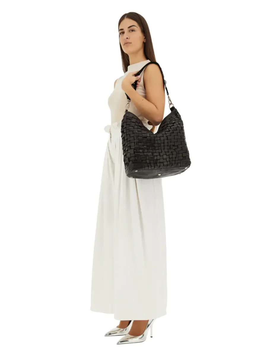 Shoulder bag + studs shoulder strap BLACK