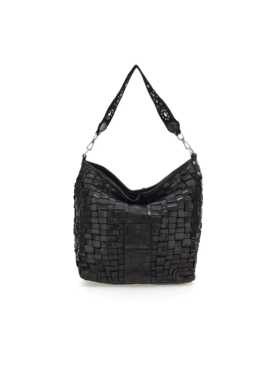 Shoulder bag + studs shoulder strap BLACK