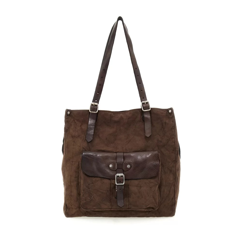 SHOPPING BAG + FABRIC MILITARY+BROWN