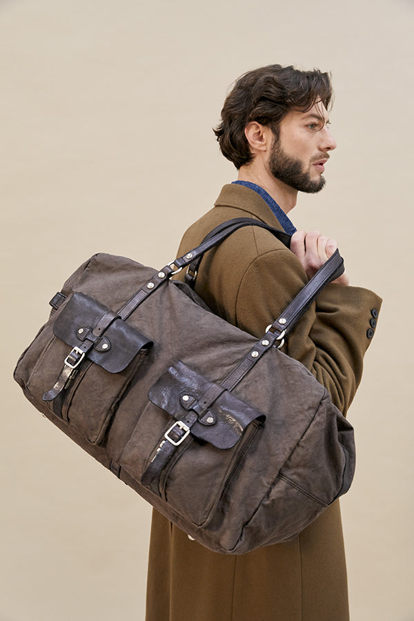 WEEKEND BAG+FABRIC MILITARY+D/GREY