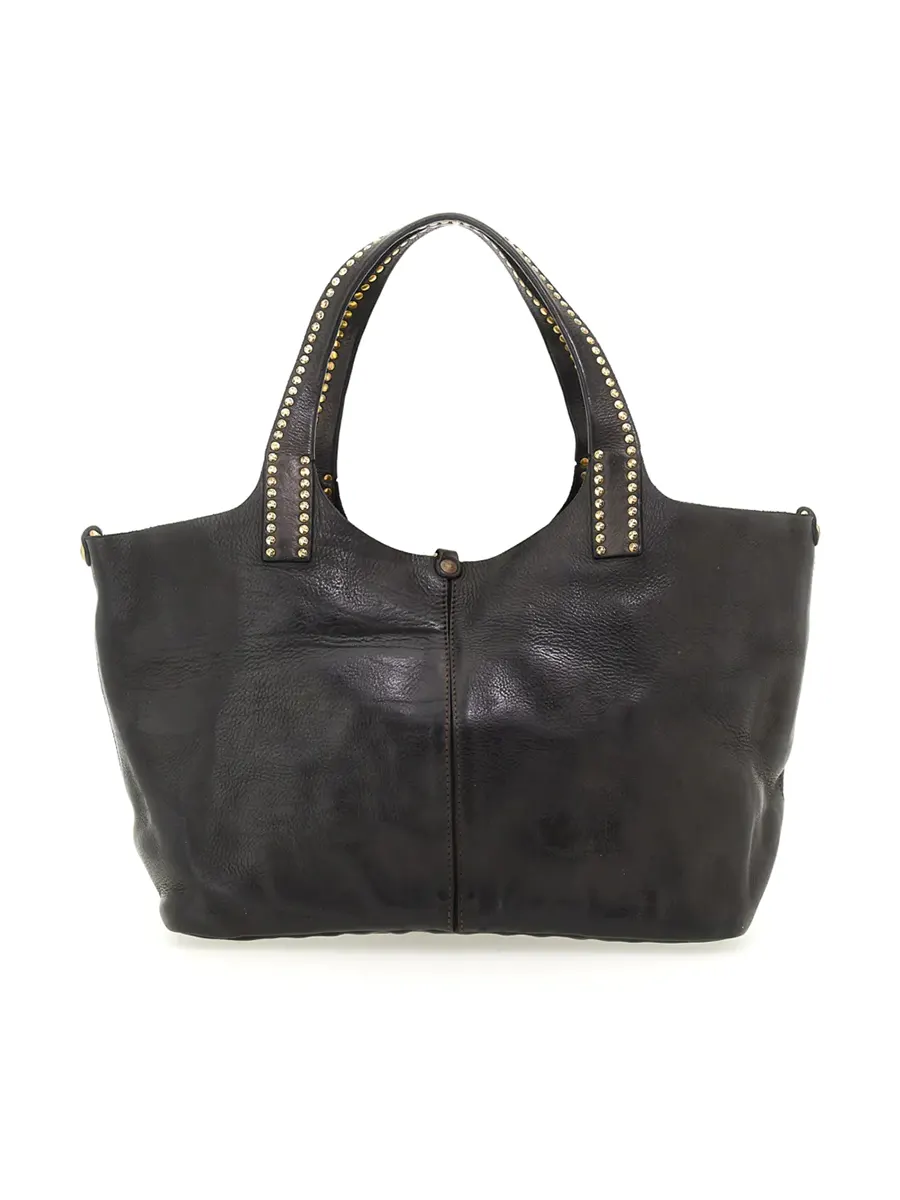 SHOPPING BAG+STUDS BLACK