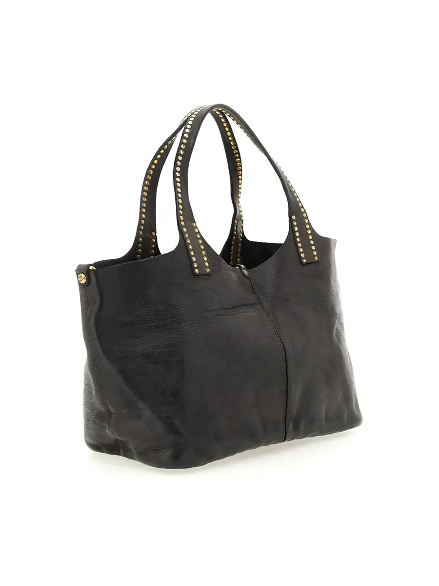 SHOPPING BAG+STUDS BLACK