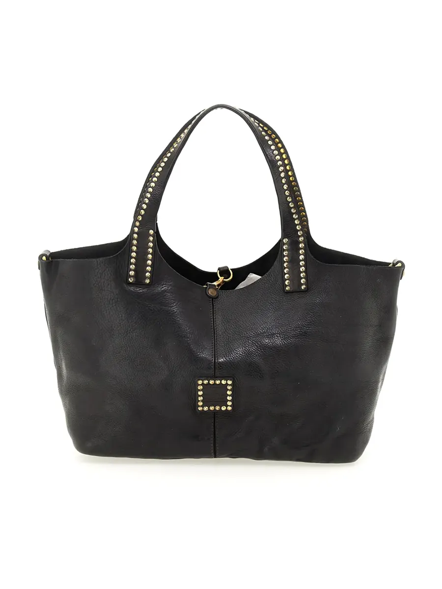 SHOPPING BAG+STUDS BLACK