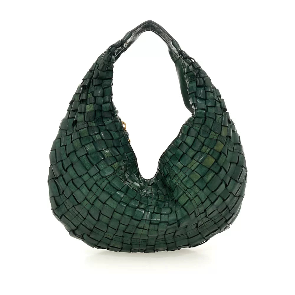 SHOULDER BAG WOVEN GREEN BOTTLE