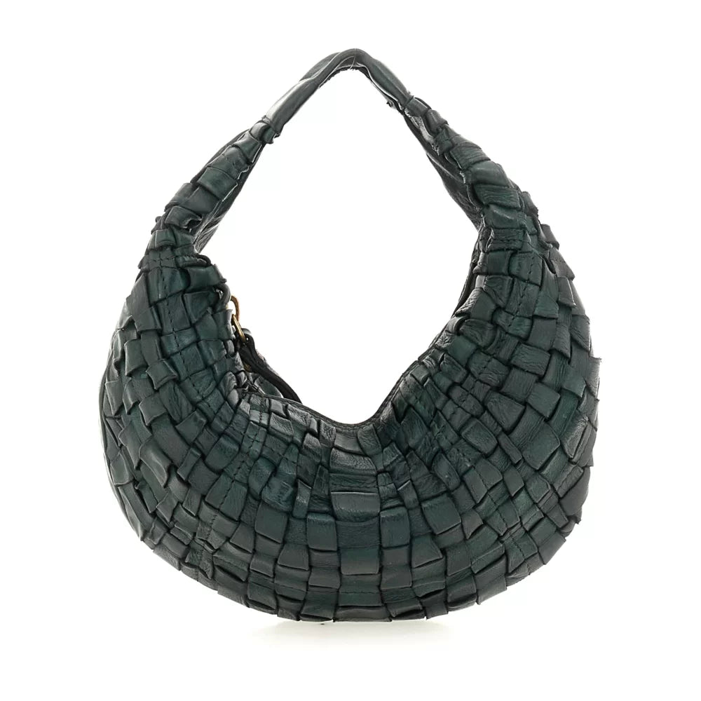 SHOULDER BAG WOVEN GREEN BOTTLE