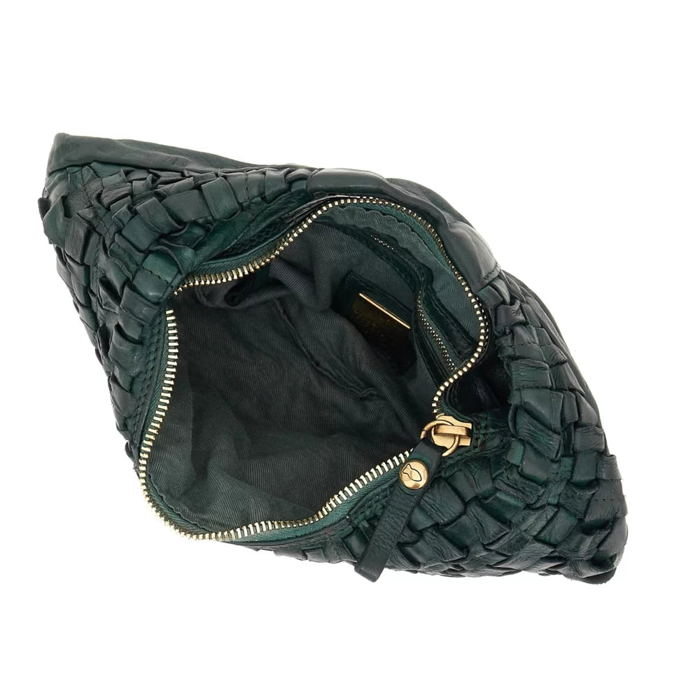 SHOULDER BAG WOVEN GREEN BOTTLE