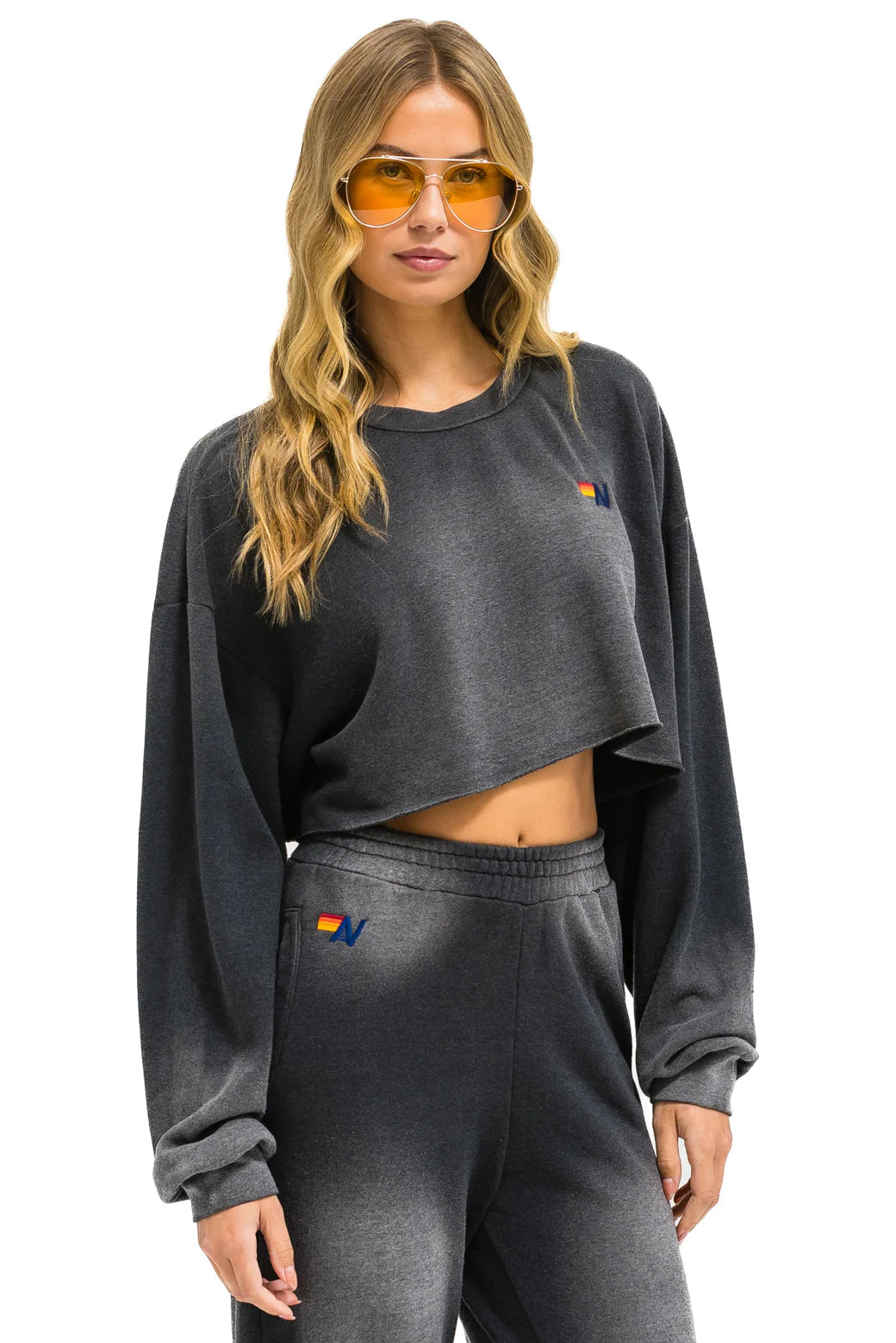 Essential cropped crew sweatshirt FADED SMOKE