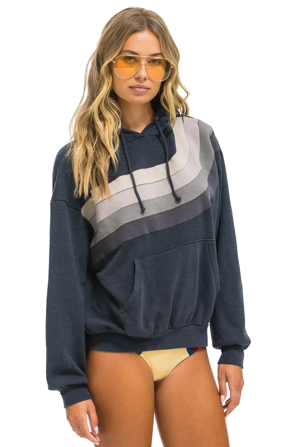 Wave stripe pull hoodie relaxed CHARCOAL/CHAR