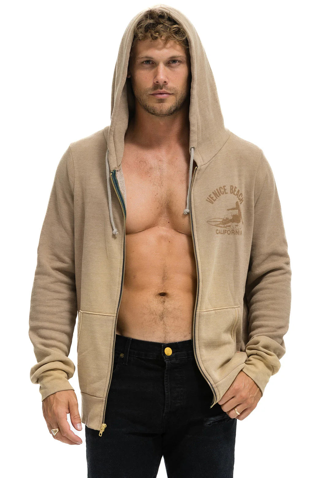 Venice surfer zip hoodie FADED TAN