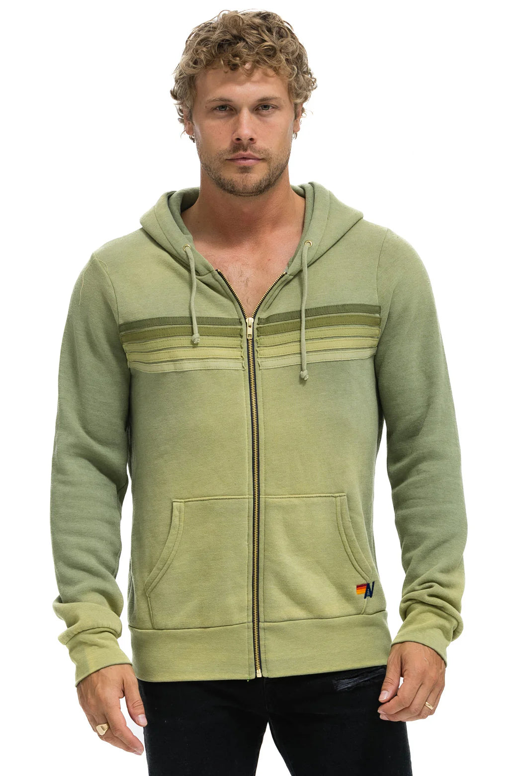 5 STRIPE - ZIP HOODIE FADED ARMY