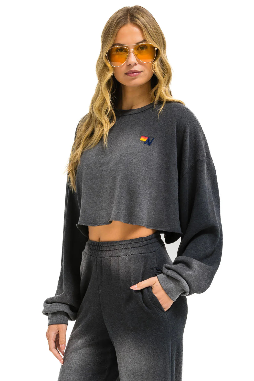 Essential cropped crew sweatshirt FADED SMOKE