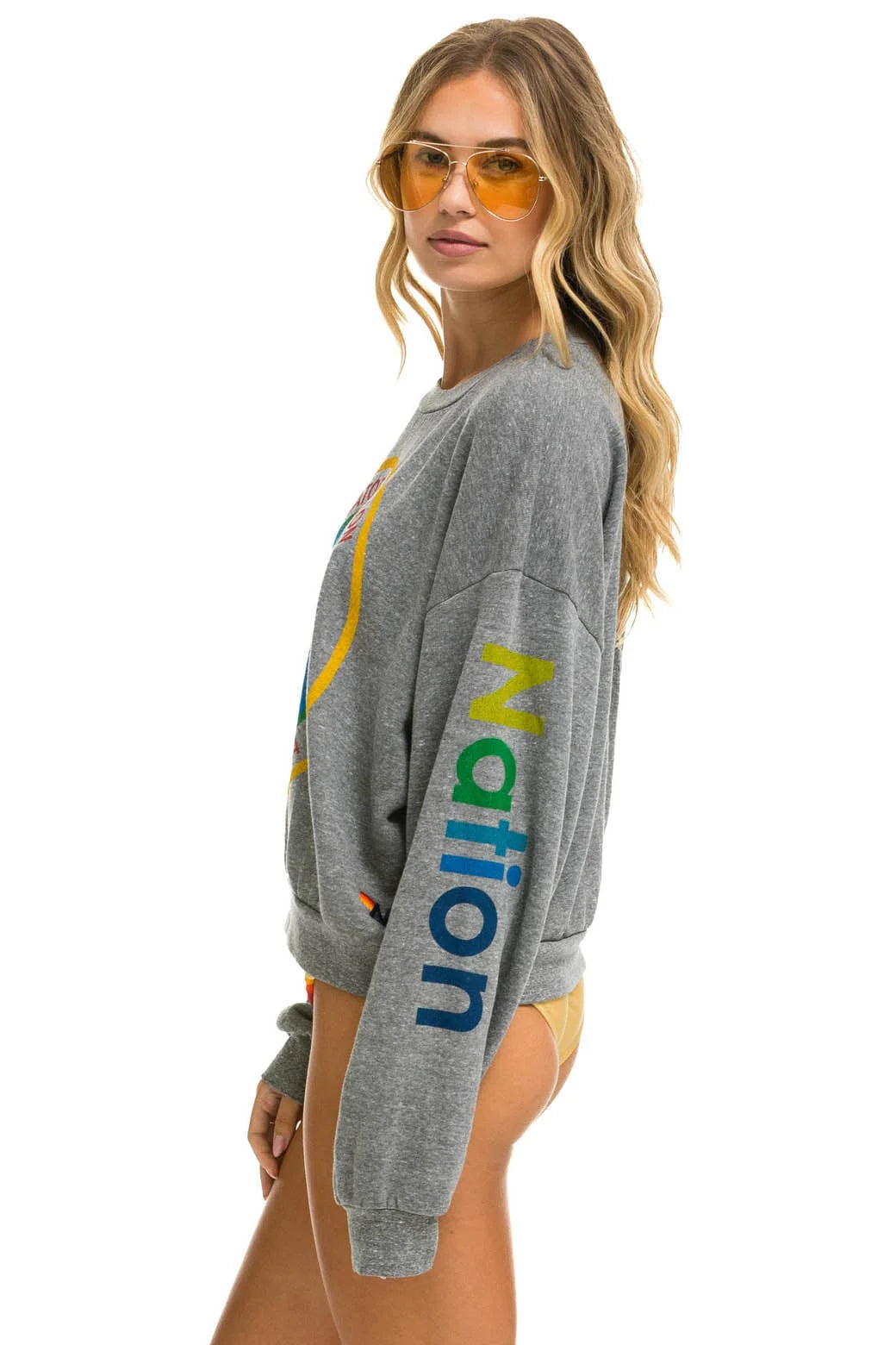 AVIATOR NATION CREW SWEATSHIRT RELA HEATHER GREY