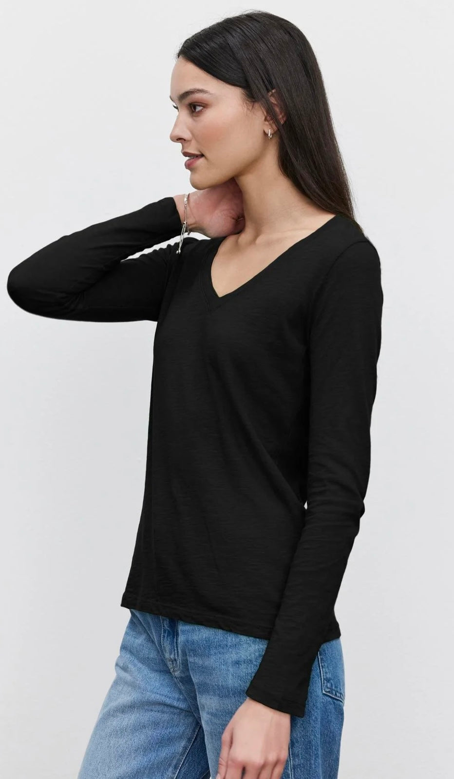 BLAIRE LS V-NECK TOP BLACK