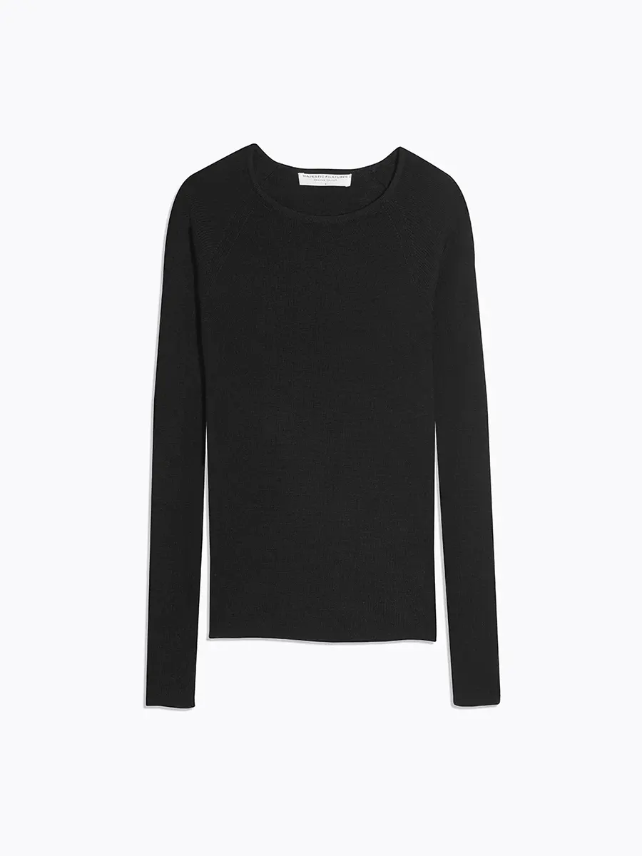 Round neck long slv BLACK