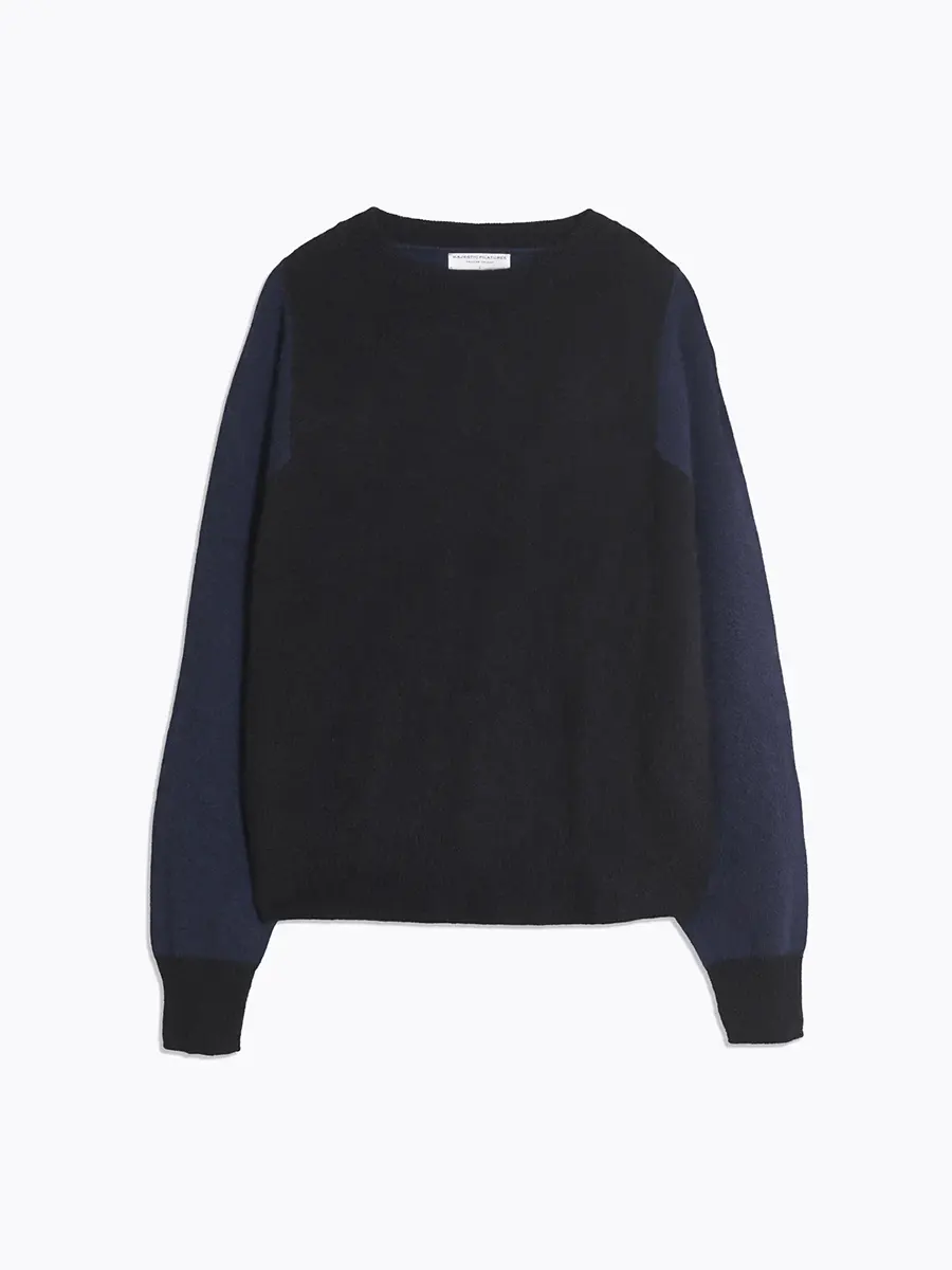 Round neck LS BLACK/NAVY