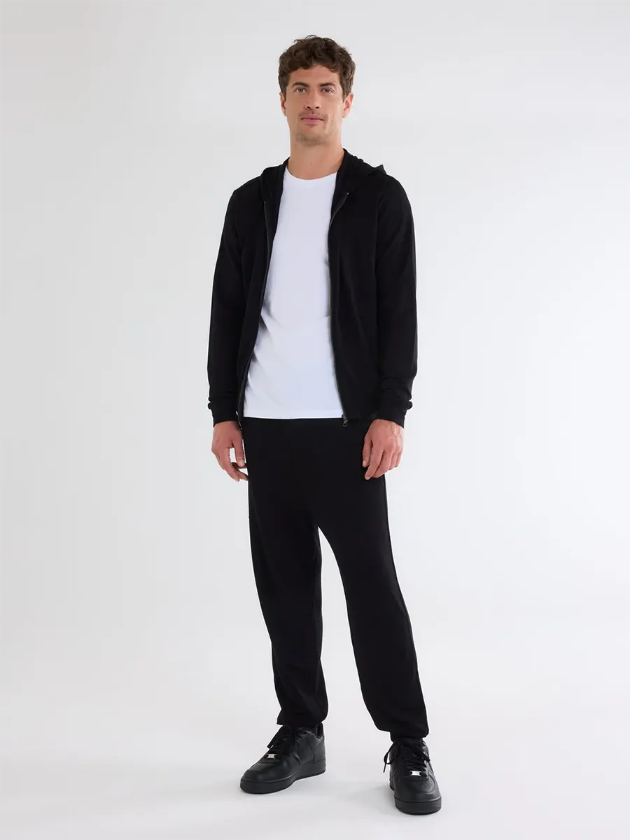 Zipped hoody sweater BLACK