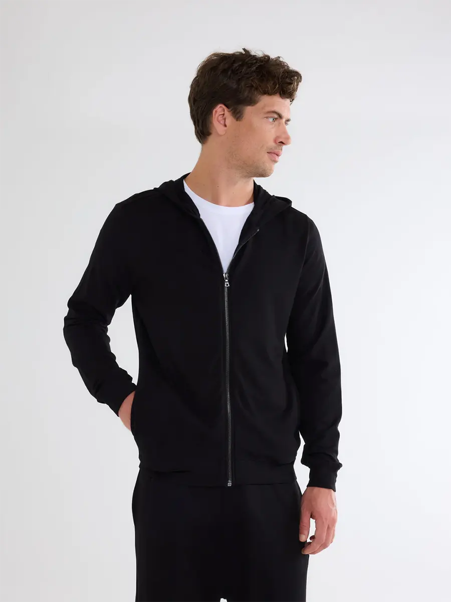 Zipped hoody sweater BLACK