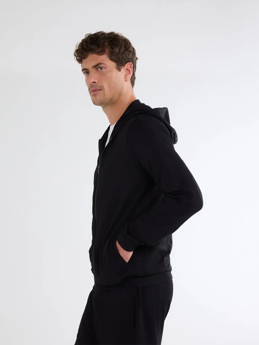 Zipped hoody sweater BLACK