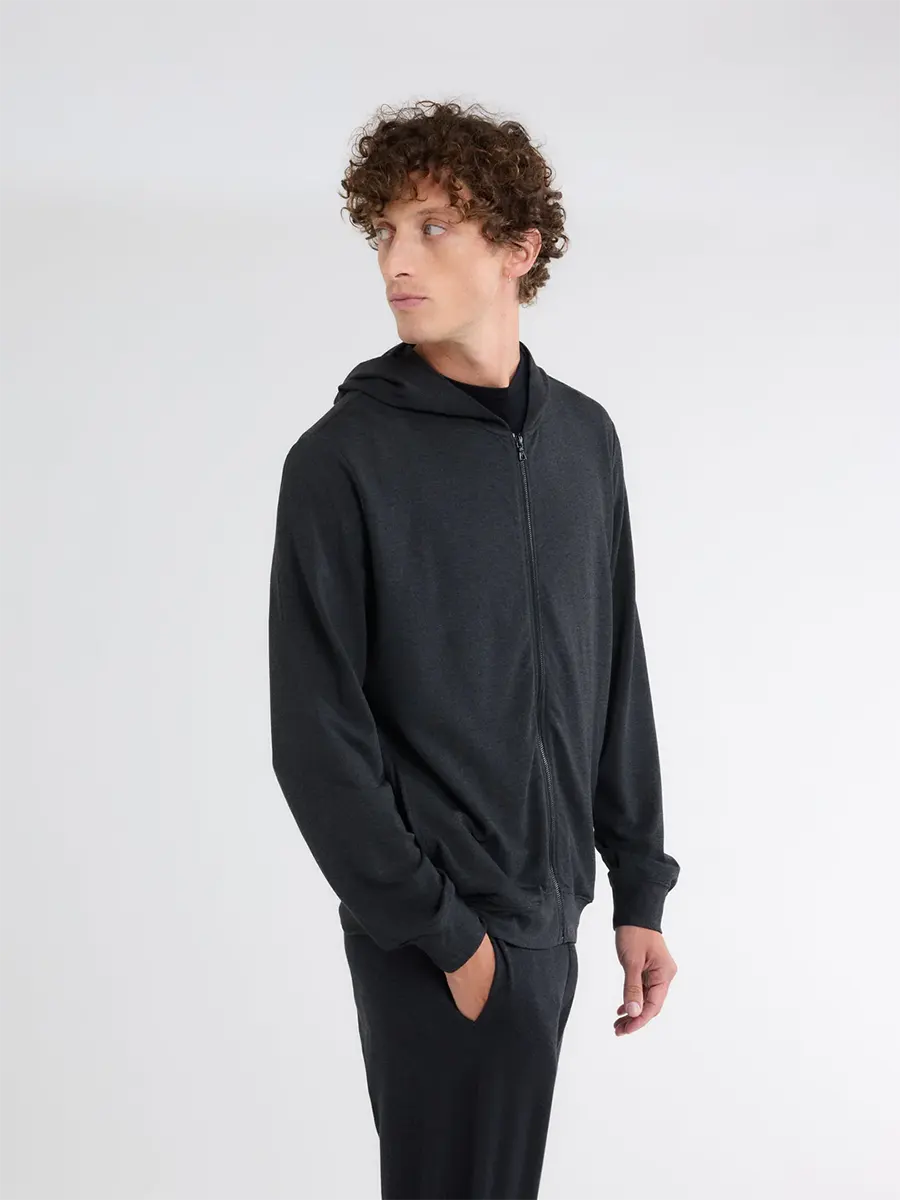 Zipped hoody sweater ANTHRACITE CHIN