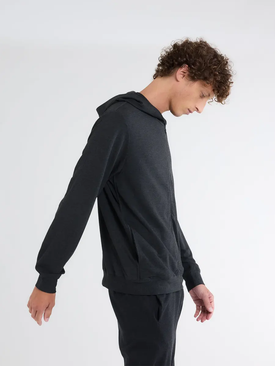 Zipped hoody sweater ANTHRACITE CHIN