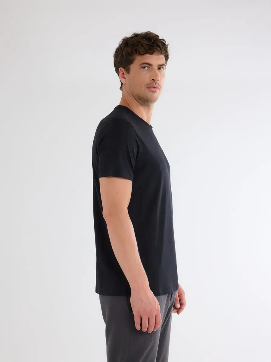 Round neck short slv BLACK