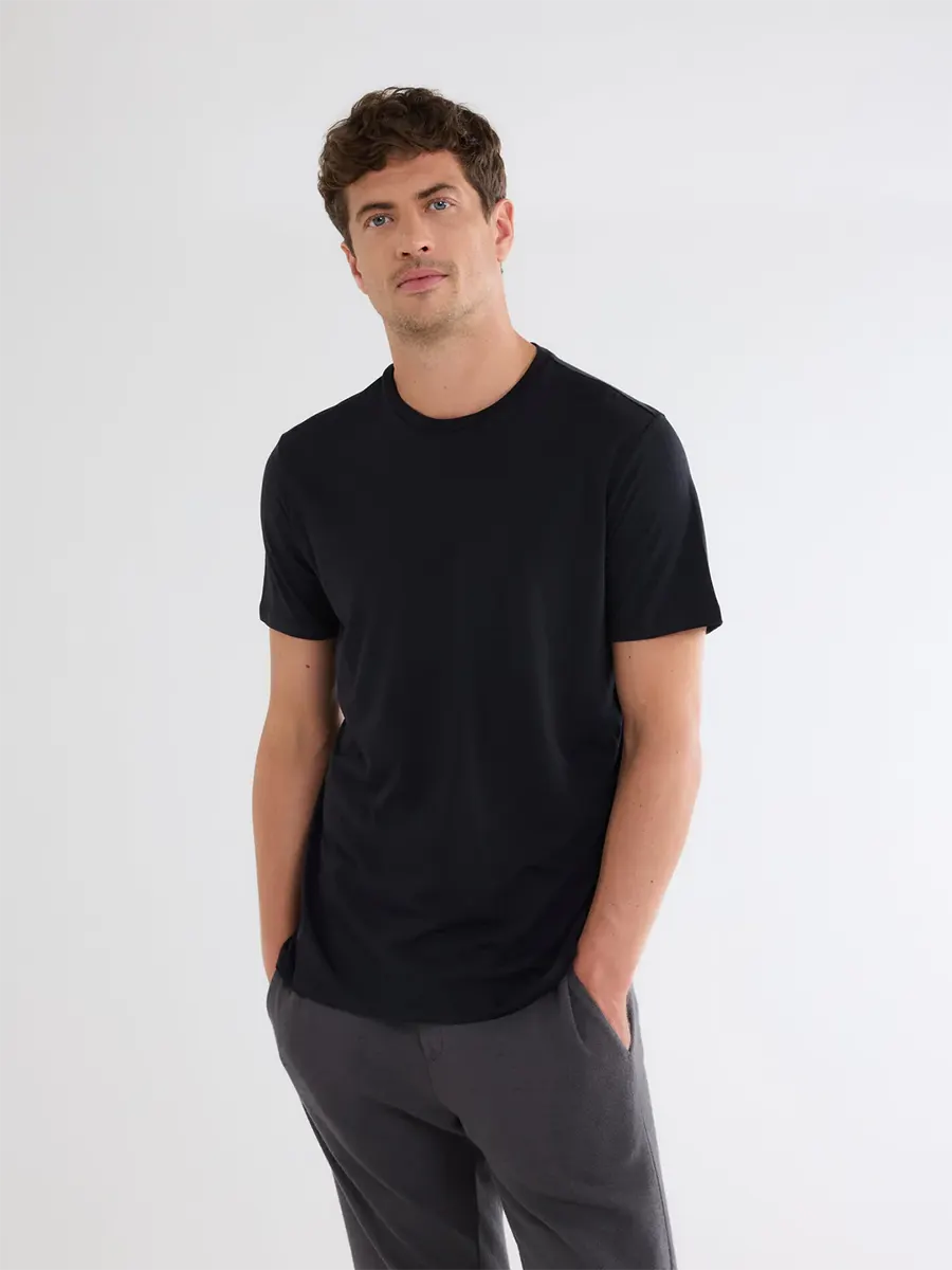 Round neck short slv BLACK