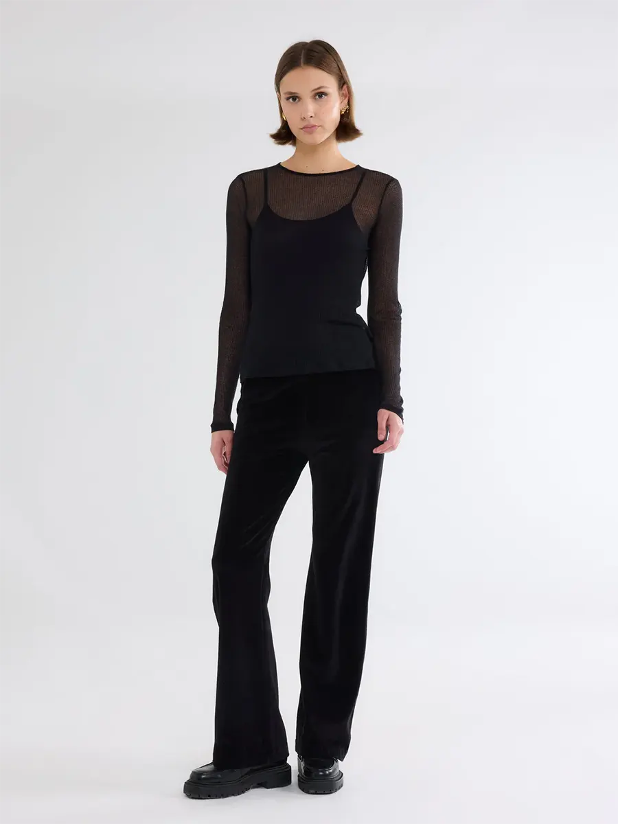 Round neck long slv BLACK